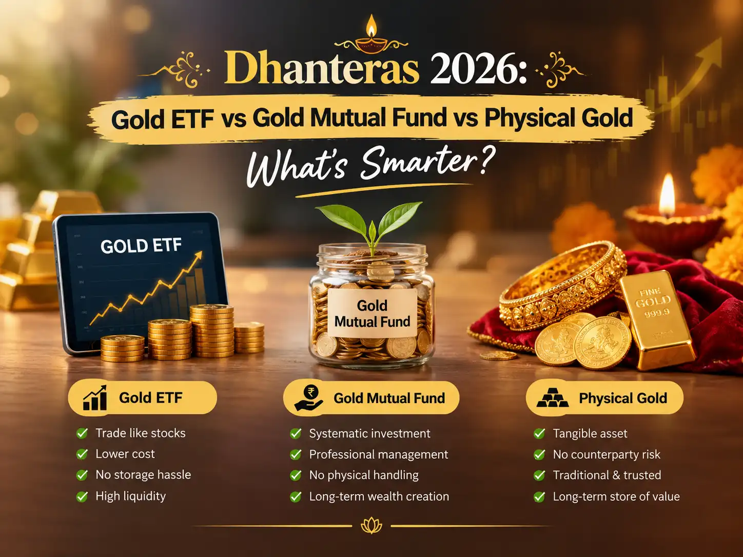 Dhanteras 2026: Gold ETF vs Gold Mutual Fund vs Physical Gold, What’s Smarter?