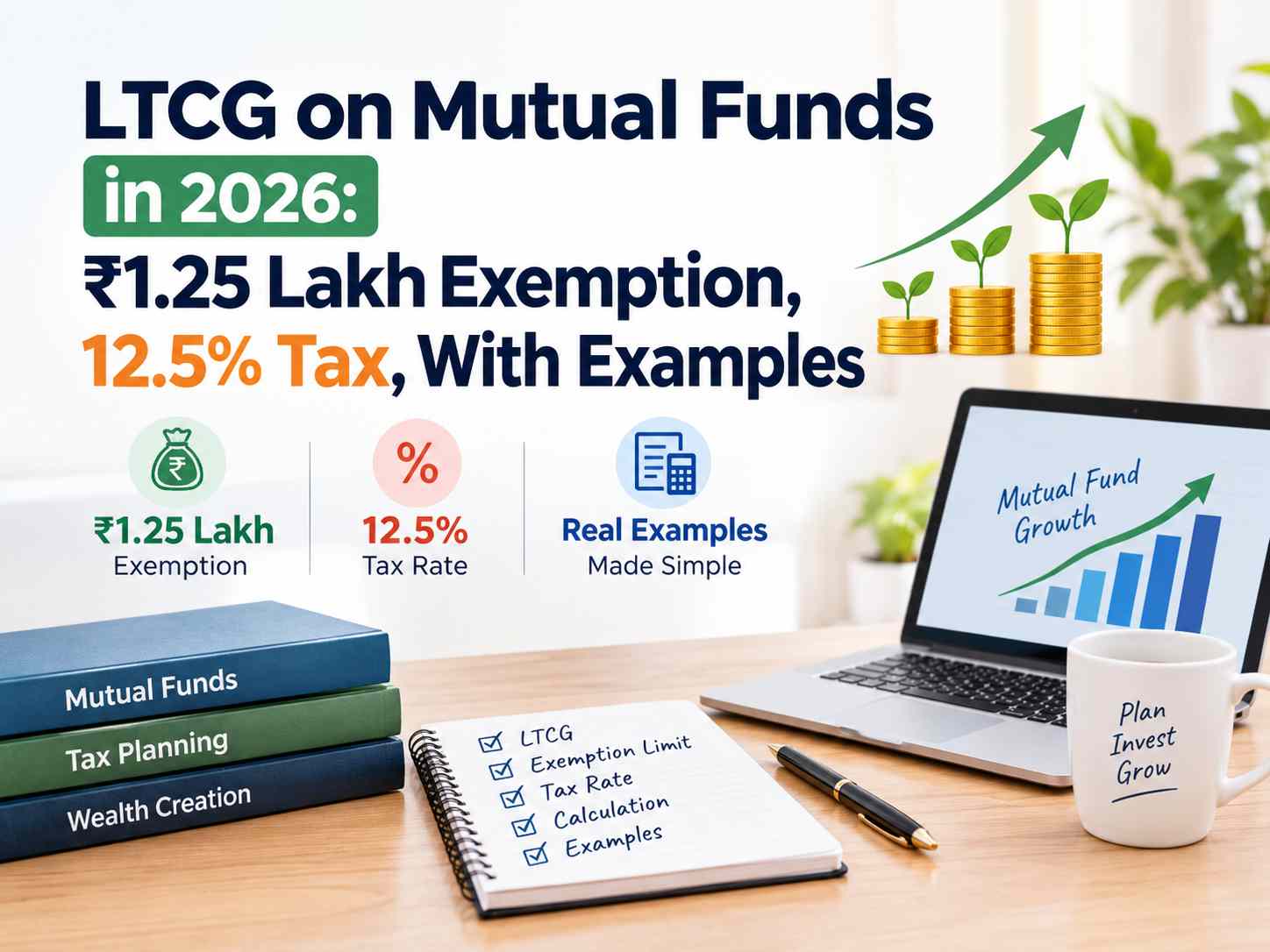 LTCG on Mutual Funds in 2026: ₹1.25 Lakh Exemption, 12.5% Tax, With Examples