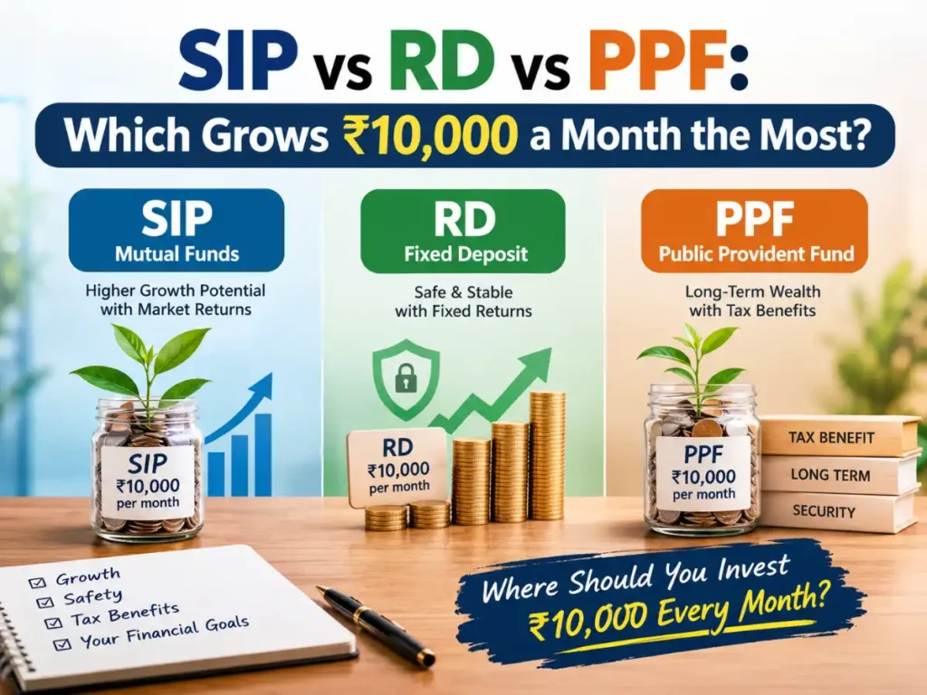 SIP vs RD vs PPF: Which Grows ₹10,000 a Month the Most?